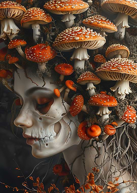 Skeleton Woman Mushrooms