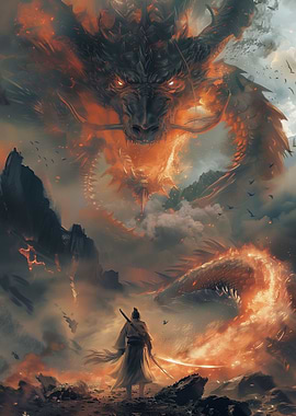 Dragon Fire Samurai Asian