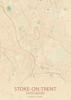 Stoke on Trent UK City Map