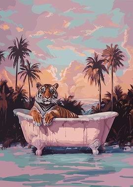 Miami Tiger Having Bath