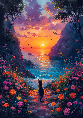 Cat dreaming Landscape