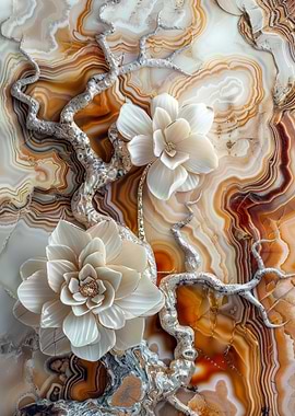 Floral Agate Gemstone Art