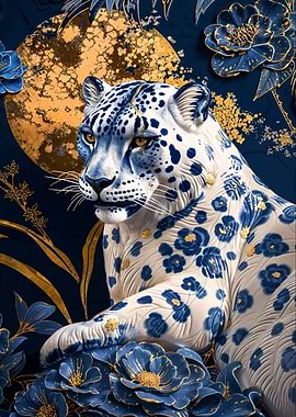 Porcelain Snow Leopard Art