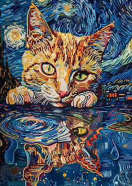 Sad cat Shadows Abstract