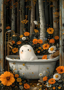 Boho Ghost Bathtube Forest