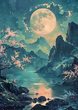 Painting of moon Mountain