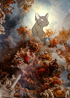 Cat god medieval painting