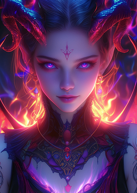 Neon Horny devil girl