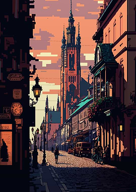 Cracow City Pixel Art