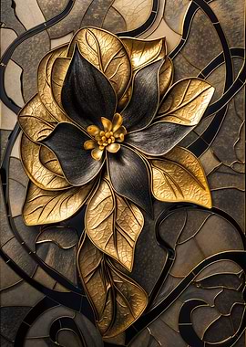 Golden Blossom Stained Gla