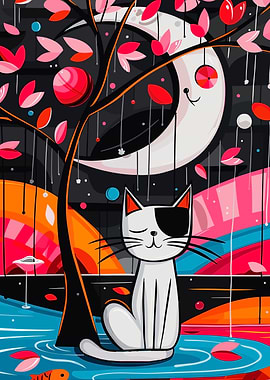 Dreamy Whimsical Cat Art