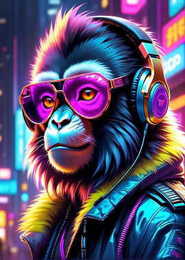 Closeup Monkey Colored