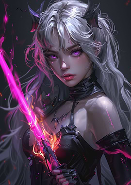 Pink Neon Demon Girl