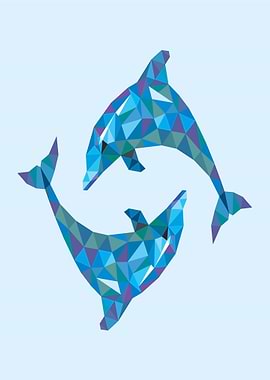 Poly Art Dolphins