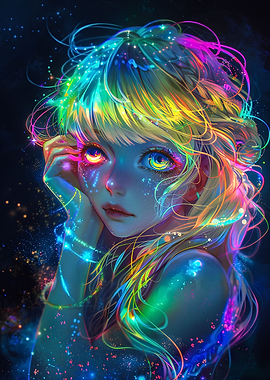 Cute Girl neon Colorful