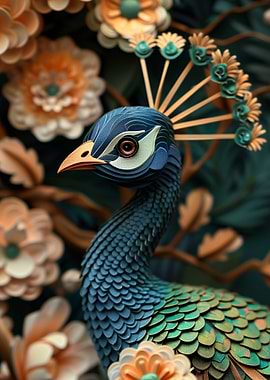 Peacock Paper Cut Colorful