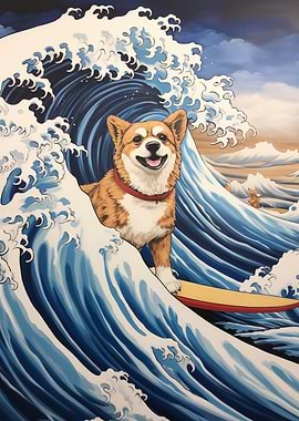 Dog in Great Wave