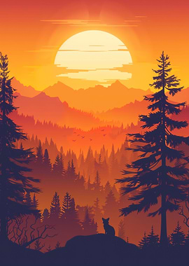 Fiery Forest Dusk