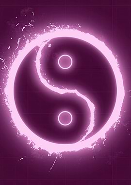 Neon Pink Yin Yang Symbol