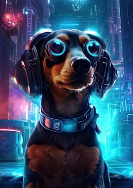Dachshund Cyberpunk