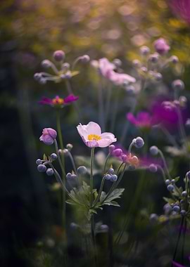 Pink anemone summer flower