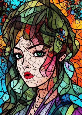 Elegant Stained Art Girl