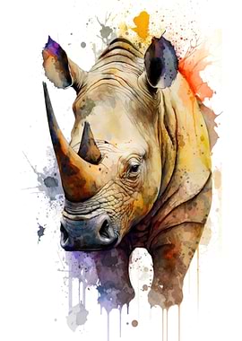 Rhino in watercolor