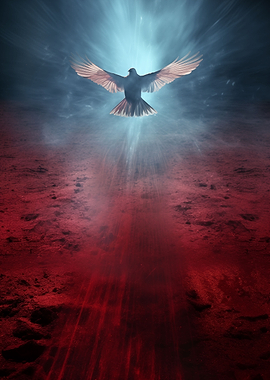 Dove descends from the sky