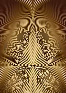 Golden Symmetrical Skulls