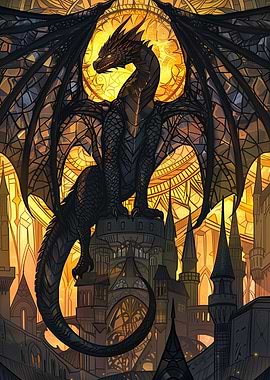 Black Dragon Stain Glass