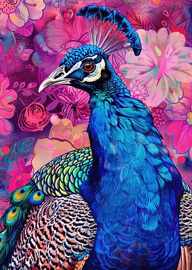 Art Nouevau Floral Peacock