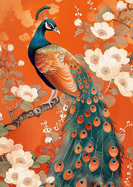 Art Nouveau Floral Peacock