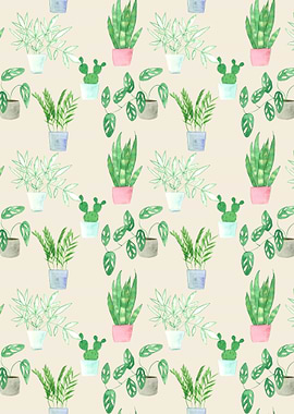 Watercolor Potted Plants