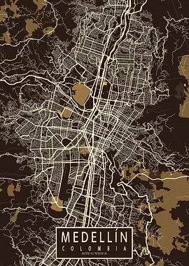 Medellin City Map Pastel