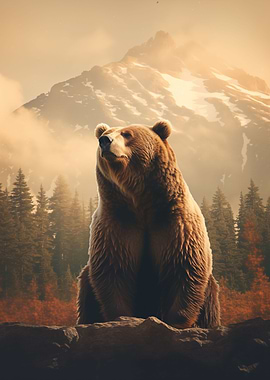 Grizzly bear art Mountains