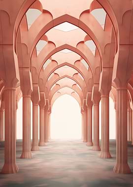 Room with pink arches