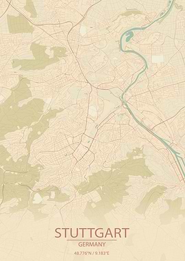 Stuttgart Germany City Map