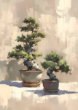 Zen Bonsai Trees Painting
