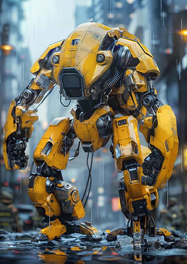 yellow war machine stand