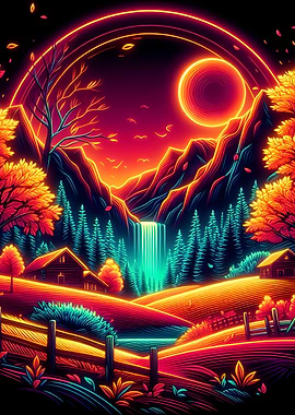 Neon Autumn Landscape 01