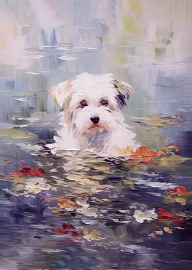 Monet Dog Waterlilies Art