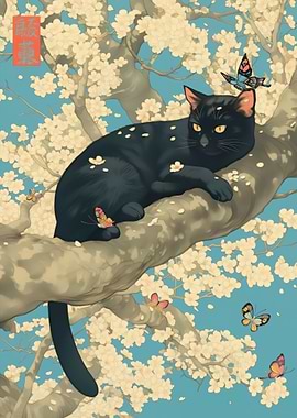 Black Cat Sakura Tree