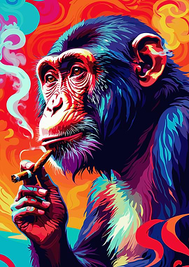Trippy Smoking Chimpanzee