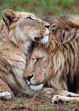 sweet lioness and lion