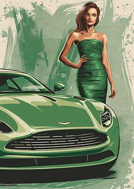 Aston Martin car and girl