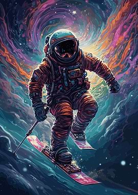 Skiing Astronaut Space