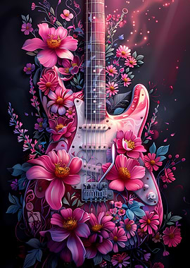 Floral Electric Guitar Art