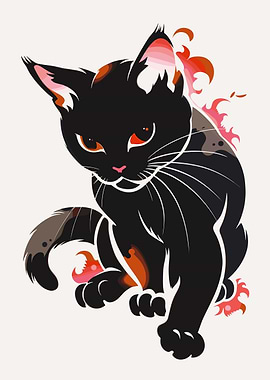 Black Cat Retro Japanese
