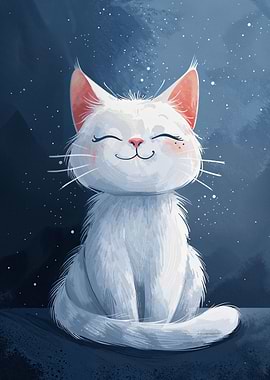 Happy White Cat