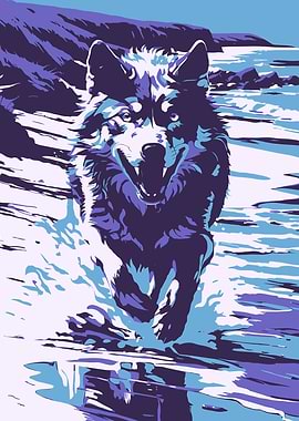 Minimalistic Wolf Pop Art